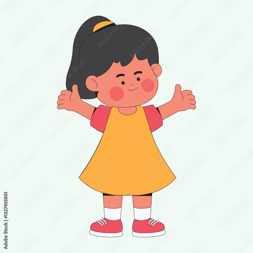 Happy beautiful girl cartoon character illustration Happy beautiful girl cartoon character illustration