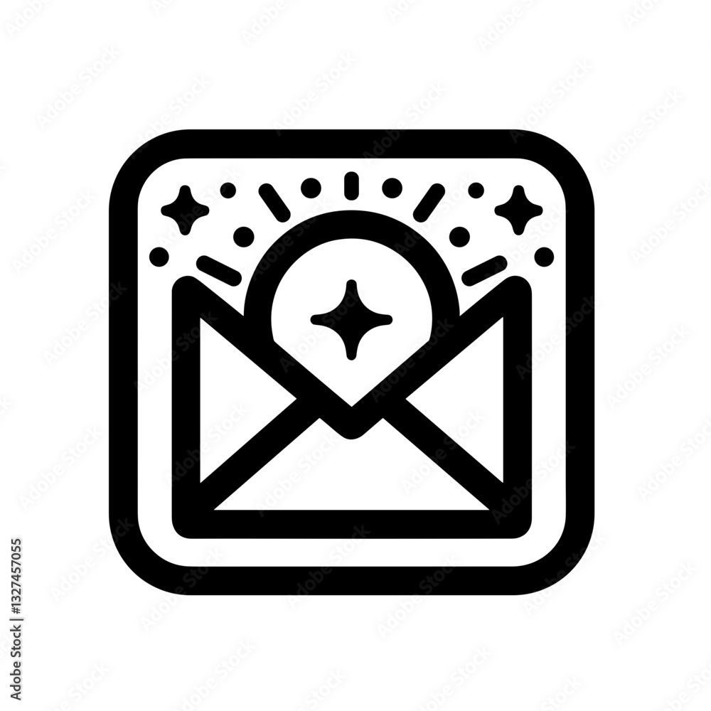 Stylized email icon with radiant effects, digital communication Stylized email icon with radiant effects, digital communication