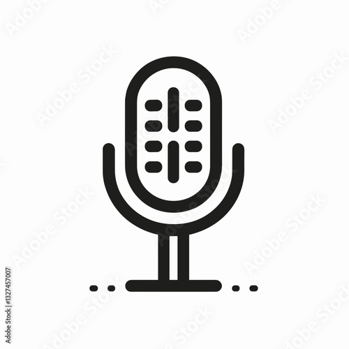 Stylish microphone illustration, black and white, sound recording concept