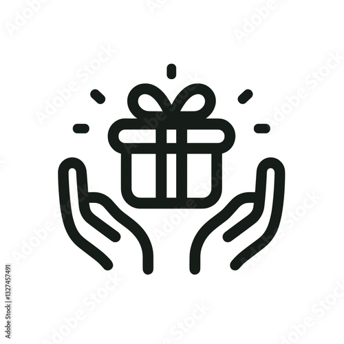 Hands offering a gift box, symbol of generosity and celebration
