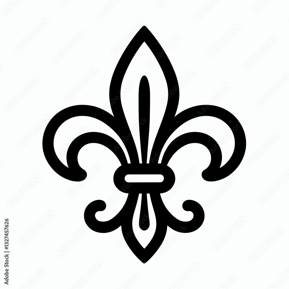 Stylized fleur-de-lis emblem on light background, symbolism of heritage Stylized fleur-de-lis emblem on light background, symbolism of heritage