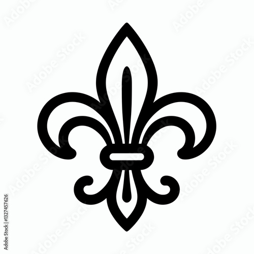 Stylized fleur-de-lis emblem on light background, symbolism of heritage