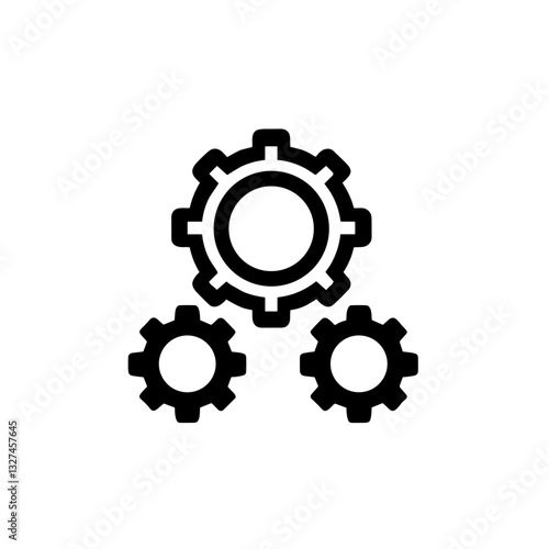 Three interlocking gears, machinery concept and mechanical efficiency