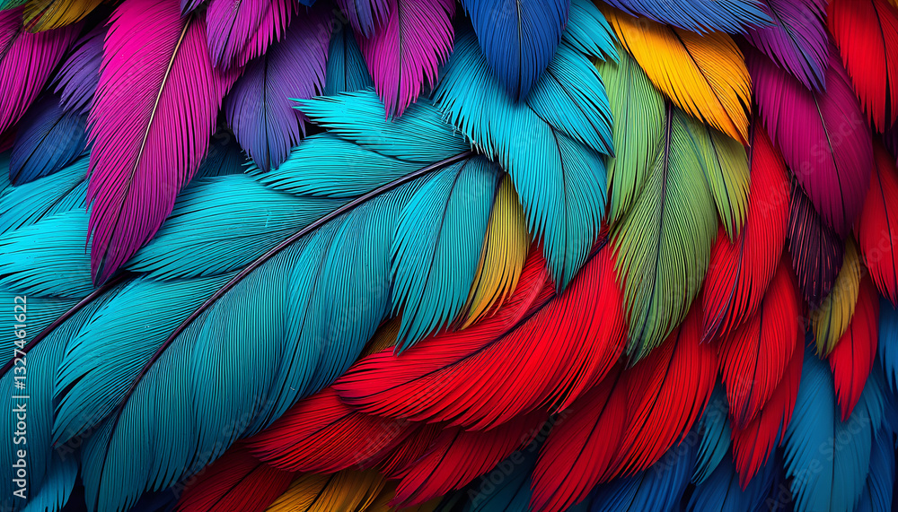Obraz premium Many colorful feather texture, comic art. White tone