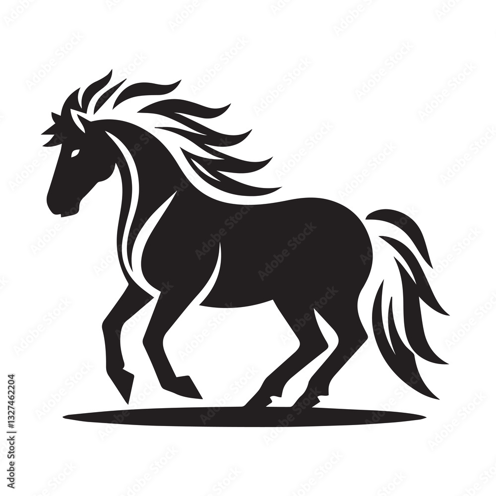 Obraz premium Simple Horse Vector Icon – Vintage Logo & Retro Illustration
