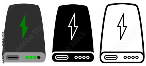 power bank icon, simple flat style, illustration, logo sign symbol pictogram template, for ui or ux isolated on white for mobile app, editable