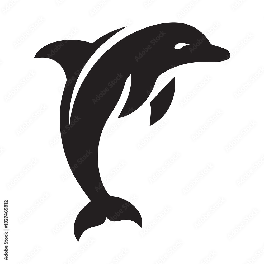 Fototapeta premium Simple Dolphin Vector Icon – Modern Logo & Illustration