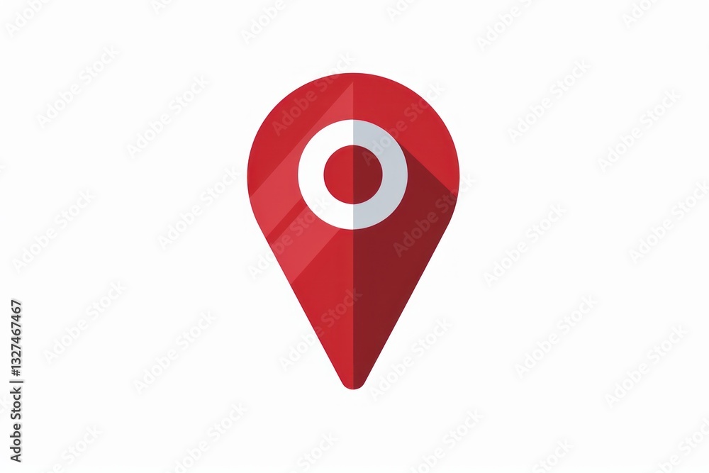 Red Location Pin Icon with White Background for Navigation and Mapping Applications