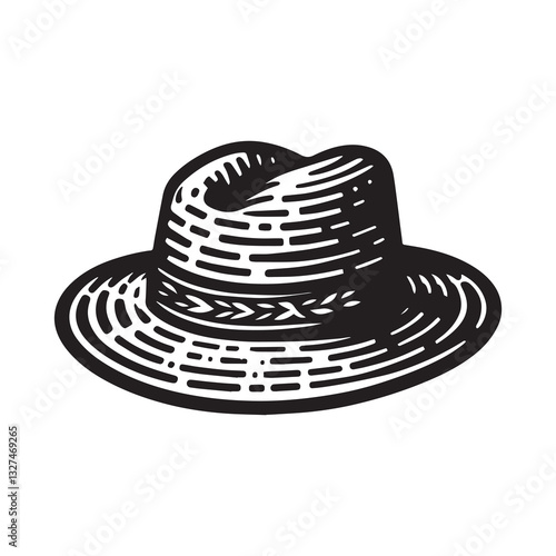 Simple Farmer’s Hat Vector Icon Design – Vintage Retro Logo & Illustration