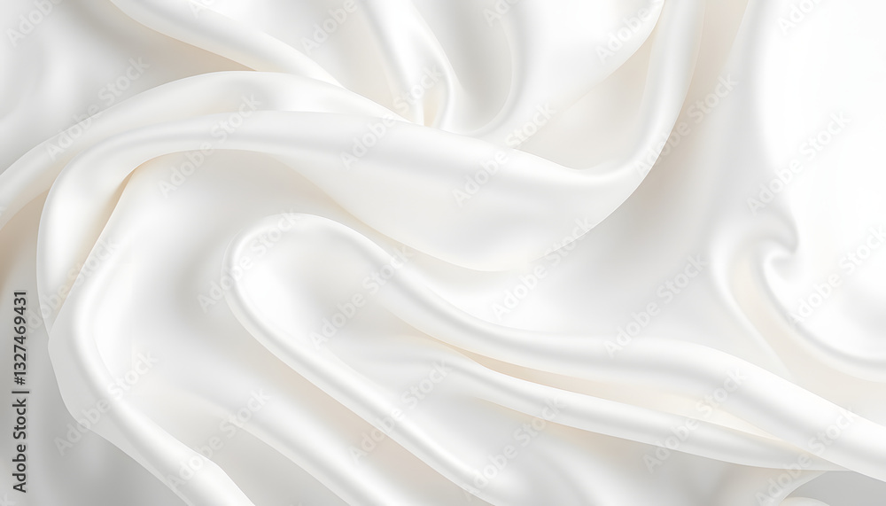 Obraz premium abstract smooth elegant white fabric texture background,flowing satin waves, hyperrealism. White tone