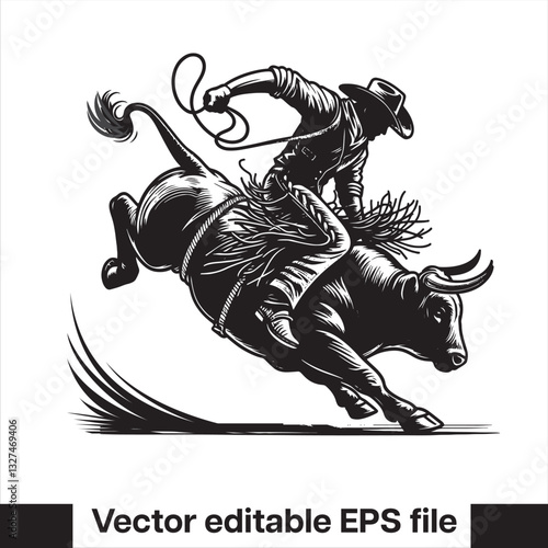 Cowboy bull rodeo vector