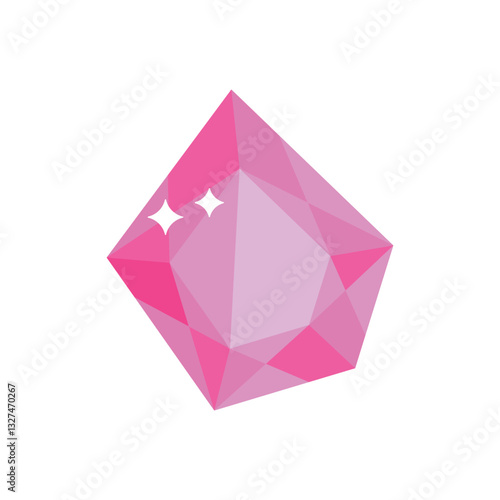 colorful gemstone diamond crystal icon, bright precious jewel vector, flat faceted ruby sapphire emerald topaz amethyst, stylish sparkling mineral game UI jewelry design fantasy magic treasure element