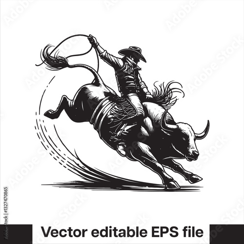 Cowboy bull rodeo vector