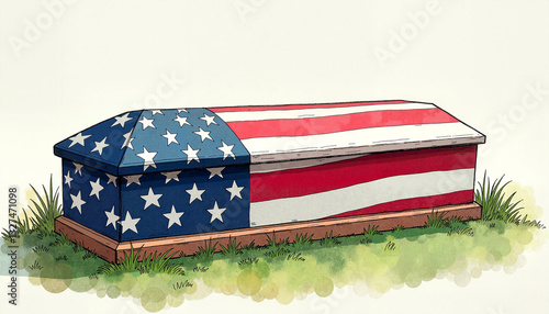 Patriotic casket design featuring American flag for Memorial Day tribute
