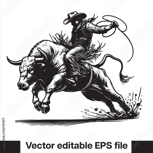Cowboy bull rodeo vector