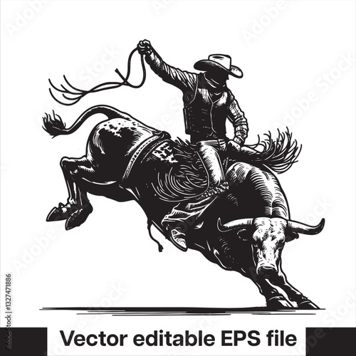 Cowboy bull rodeo vector