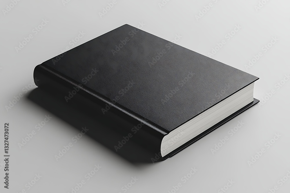 Mockup of Closed Black Hardcover Book on White Background Mockup of Closed Black Hardcover Book on White Background