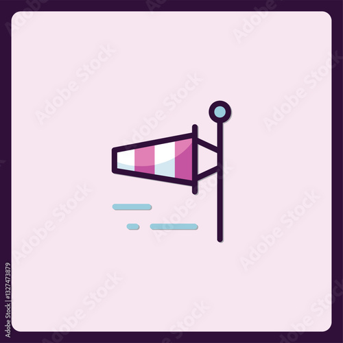 Minimalist windsock illustration for weather awareness and navigation symbols