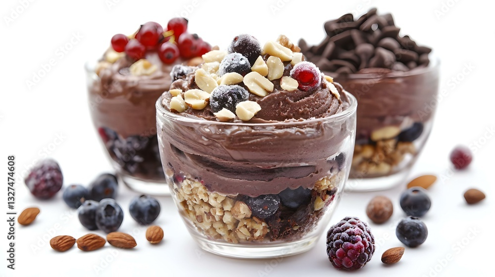 Chocolate ice cream with a cream various nuts Chocolate ice cream with a cream various nuts
