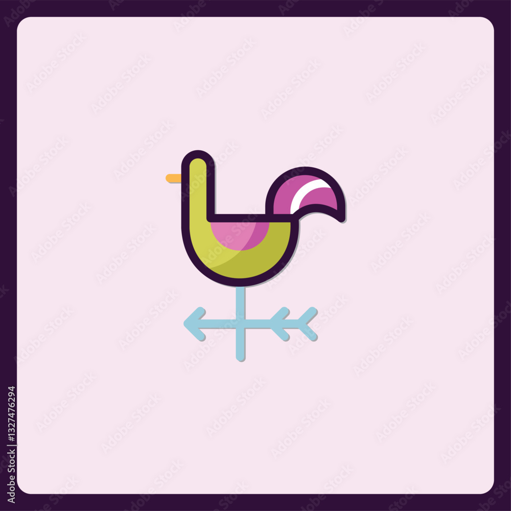Stylish Vector Illustration of a Retro Weather Vane with a Rooster Motif Stylish Vector Illustration of a Retro Weather Vane with a Rooster Motif