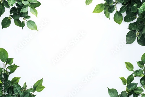 緑の葉が囲むシンプルな背景での自然の美しさと清潔感の表現