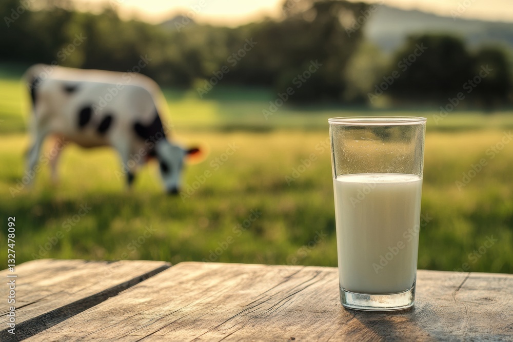 Farm-to-table experience in Saint Petersburg with fresh milk and grazing cow at sunset Generative AI Farm-to-table experience in Saint Petersburg with fresh milk and grazing cow at sunset Generative AI