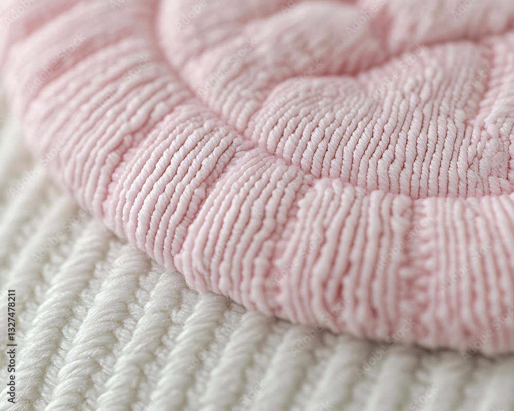 Pink knitted circle and white knitted blanket Pink knitted circle and white knitted blanket