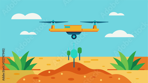 The drone can also detect and map soil compaction allowing farmers to make adjustments to their tilling practices and maximize crop yield.. Vector illustration
