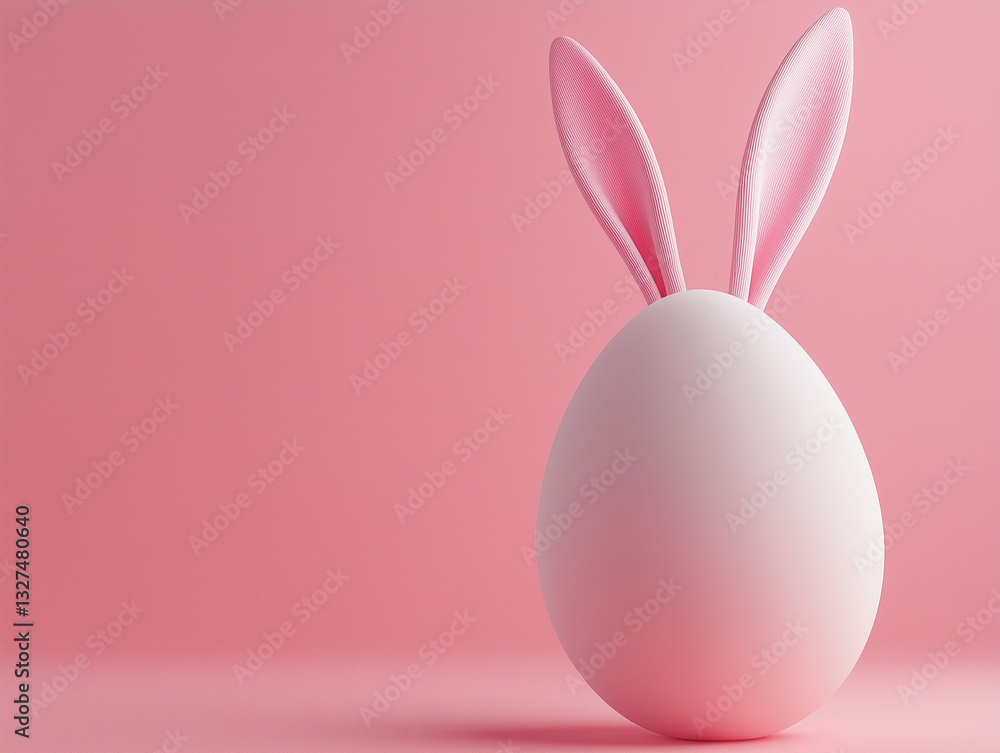 Fototapeta premium Egg with bunny ears for Easter celebration isolated on a solid color background