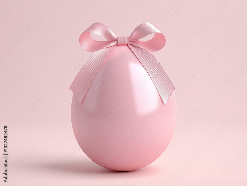 3D Easter egg with a ribbon tied around it isolated on a solid color background 3D Easter egg with a ribbon tied around it isolated on a solid color background