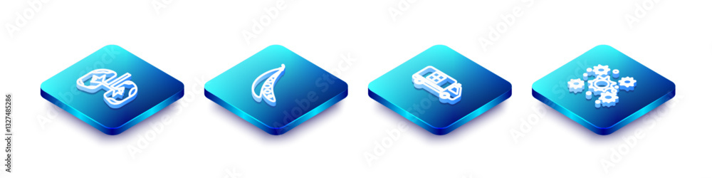 Set Isometric line Lungs, Kidney beans, Emergency car and Bacteria icon. Vector Set Isometric line Lungs, Kidney beans, Emergency car and Bacteria icon. Vector
