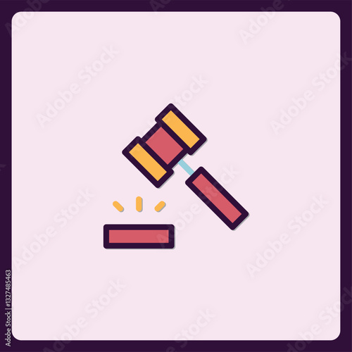 Minimalist Gavel Icon Depicting Law, Justice, and Legal Proceedings