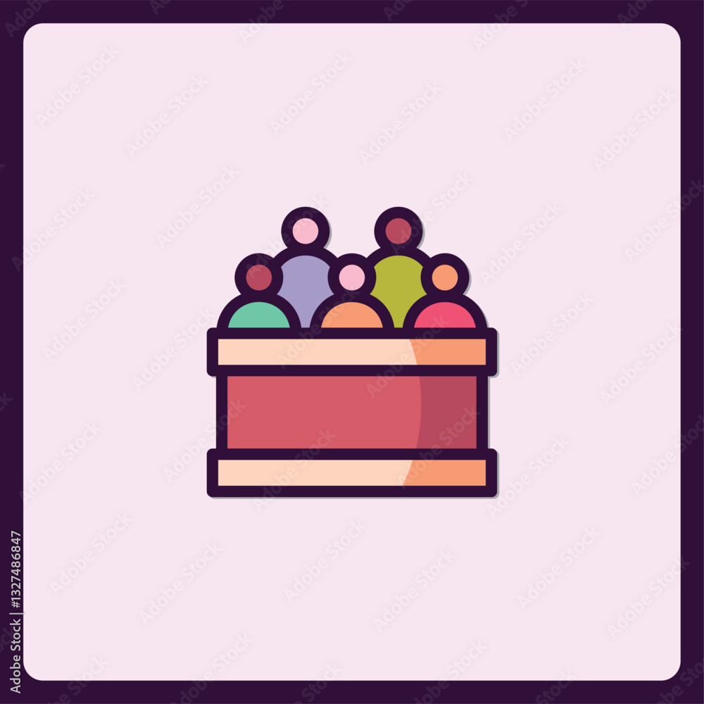 Colorful Illustration of Diverse Crowd at a Community Gathering Icon Colorful Illustration of Diverse Crowd at a Community Gathering Icon