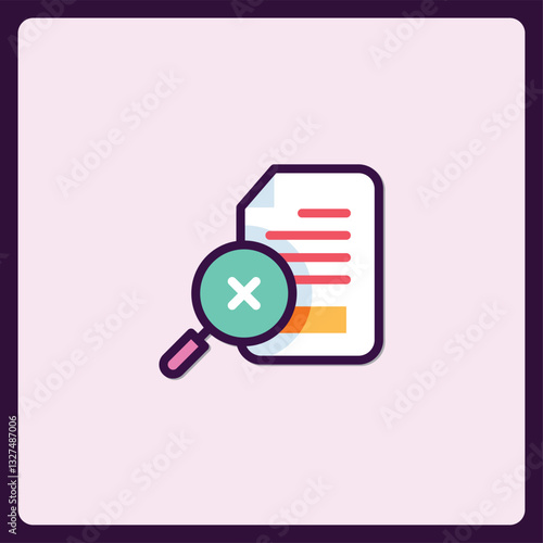 Icon symbolizing data deletion or verification, featuring a magnifying glass