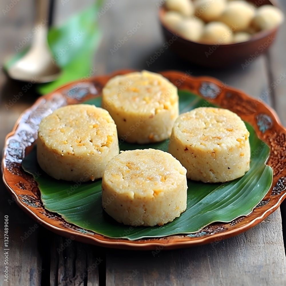 Fototapeta premium Delicious Asian Sweet Treats on Banana Leaf Plate