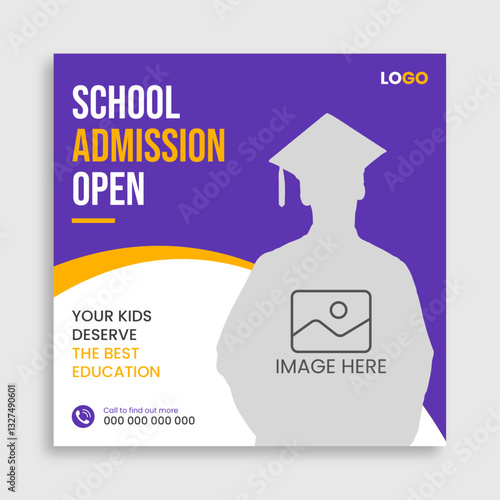 School education admission social media post vector template.