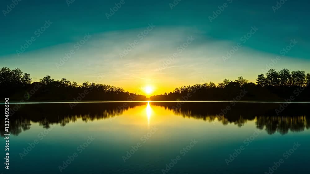 Serene Sunset Reflection on a Calm Lake Serene Sunset Reflection on a Calm Lake