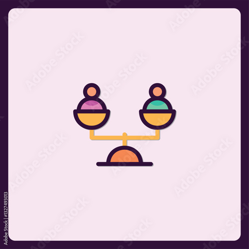 Symbol of Balance Icon Showing Equilibrium between Two Entities with Simple Elements