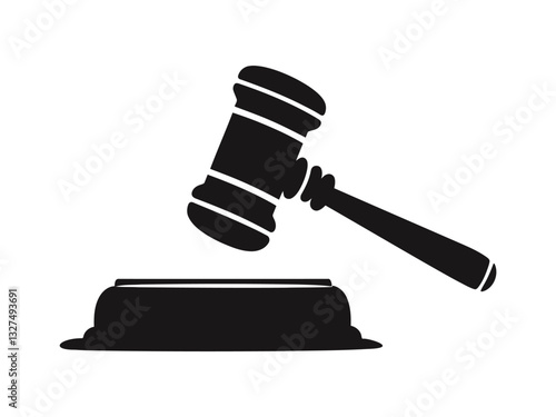 Judge gavel silhouette icon vector on white background. Judge Gavel Silhouette Icon Vector Legal Justice Symbol, Courtroom Illustration, law icon vector. auction hammer.