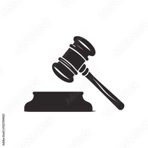 Judge gavel silhouette icon vector on white background. Judge Gavel Silhouette Icon Vector Legal Justice Symbol, Courtroom Illustration, law icon vector. auction hammer.