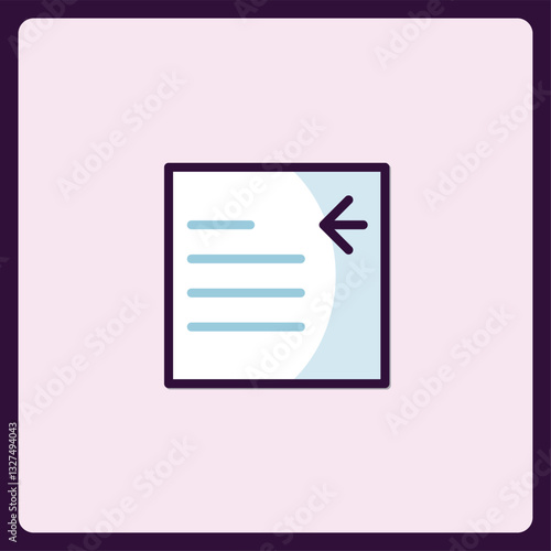 Document with an arrow indicating return or back functionality icon graphic