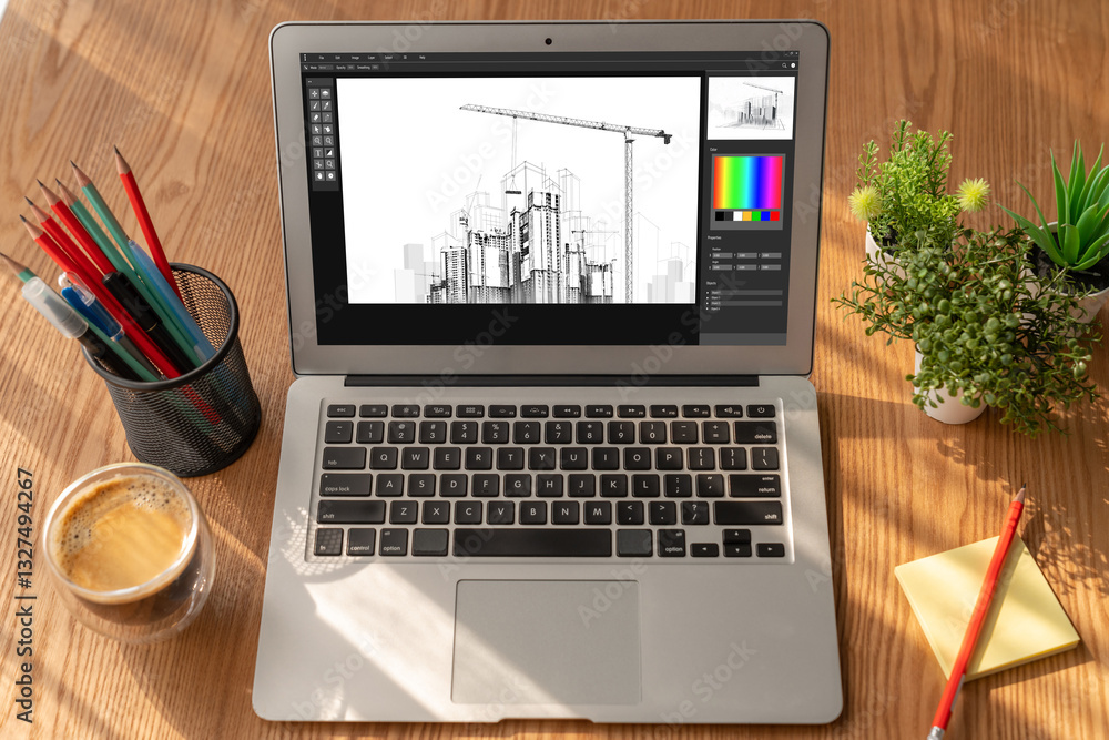 Fototapeta premium Architectural design modish software application for architect business and professional designer