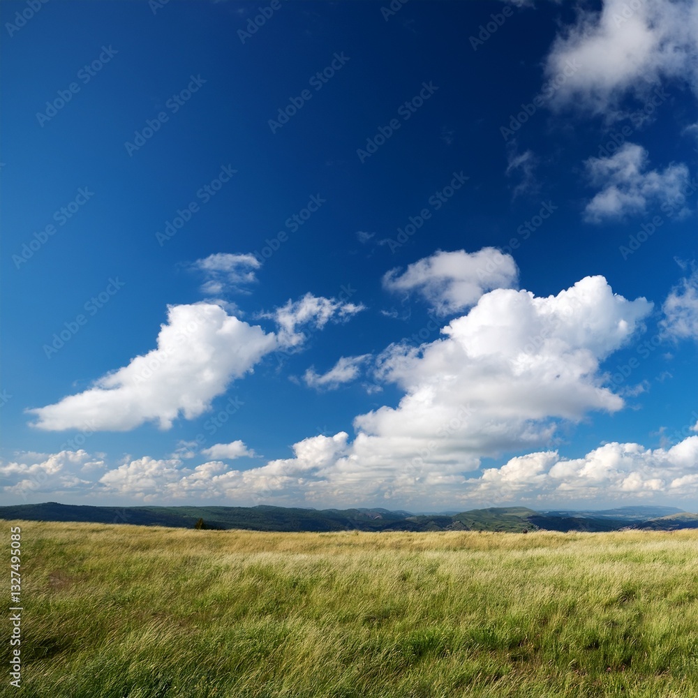 ciel bleu avec quelques nuages au dessus d'un pâturage en ia ciel bleu avec quelques nuages au dessus d'un pâturage en ia