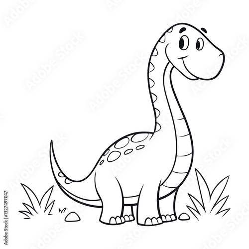 Vector Illustration of Cartoon Dinosaur Coloring Book