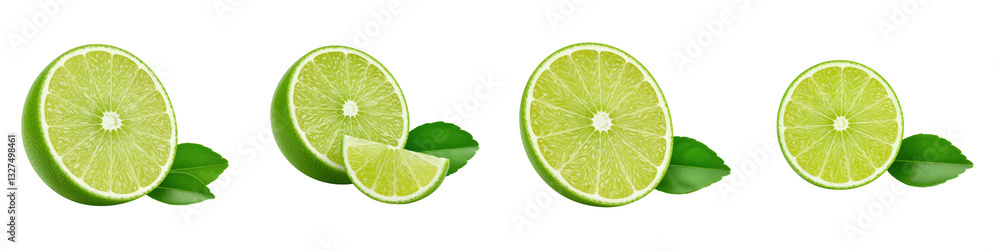Set of Lime with Leaf Set of Lime with Leaf