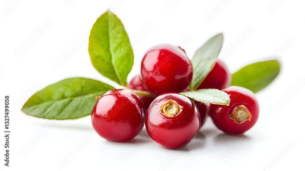 Obraz premium Wild lingonberries on white background
