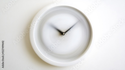 Blurred clock time passing quickly on white wall