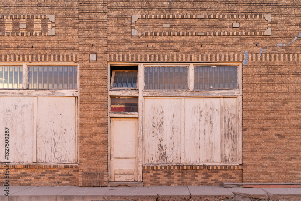 Boarded up building in a small Texas town.