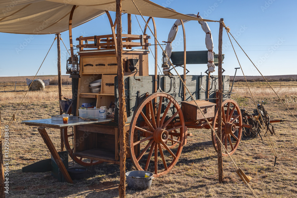 Old chuck wagon on a cattle ranch.