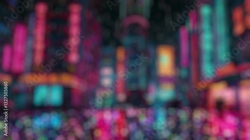 Blurred Rain with LIGHTing in Night City Loop